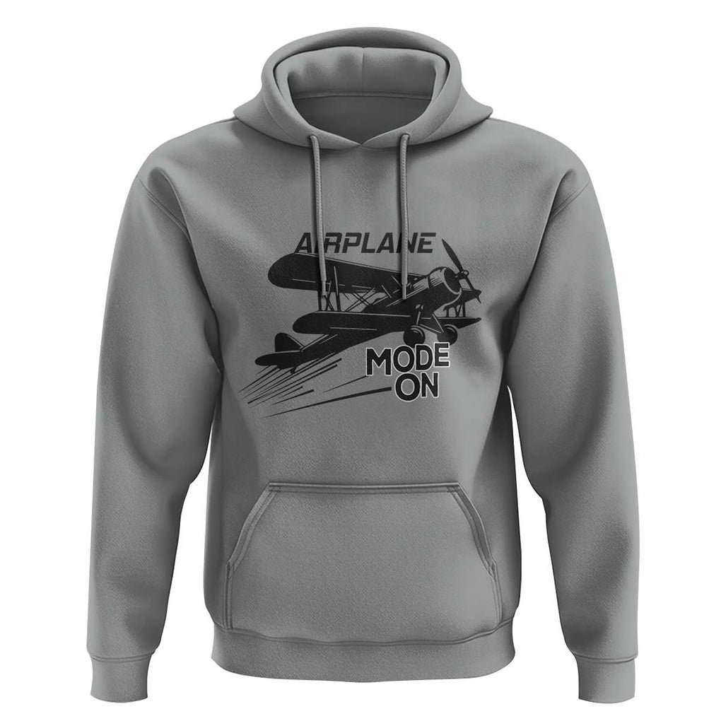 Funny Biplane Hoodie Airplane Mode On Flying Pilots TS11 Sport Gray Print Your Wear
