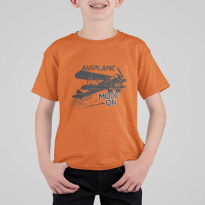Funny Biplane T Shirt For Kid Airplane Mode On Flying Pilots TS11 Orange Print Your Wear