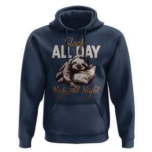 Funny Sloth Hoodie Sleep All Day Nap All Night Sleep Napping Cute TS11 Navy Print Your Wear