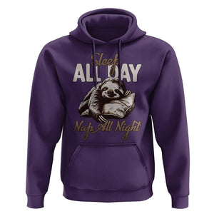 Funny Sloth Hoodie Sleep All Day Nap All Night Sleep Napping Cute TS11 Purple Print Your Wear