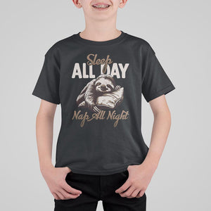 Funny Sloth T Shirt For Kid Sleep All Day Nap All Night Sleep Napping Cute TS11 Black Print Your Wear