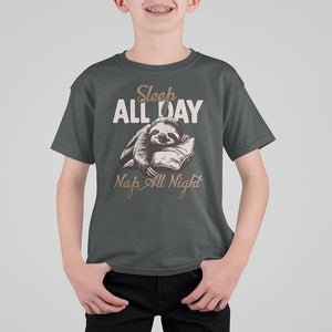 Funny Sloth T Shirt For Kid Sleep All Day Nap All Night Sleep Napping Cute TS11 Dark Heather Print Your Wear