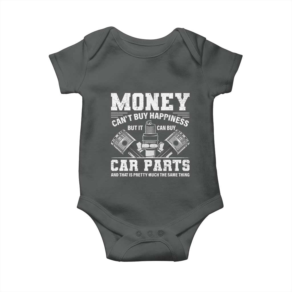 Funny Car Mechanic Gag Baby Onesie Money Cant Buy Happiness But It Can Buy Car Parts TS11 Dark Heather Print Your Wear