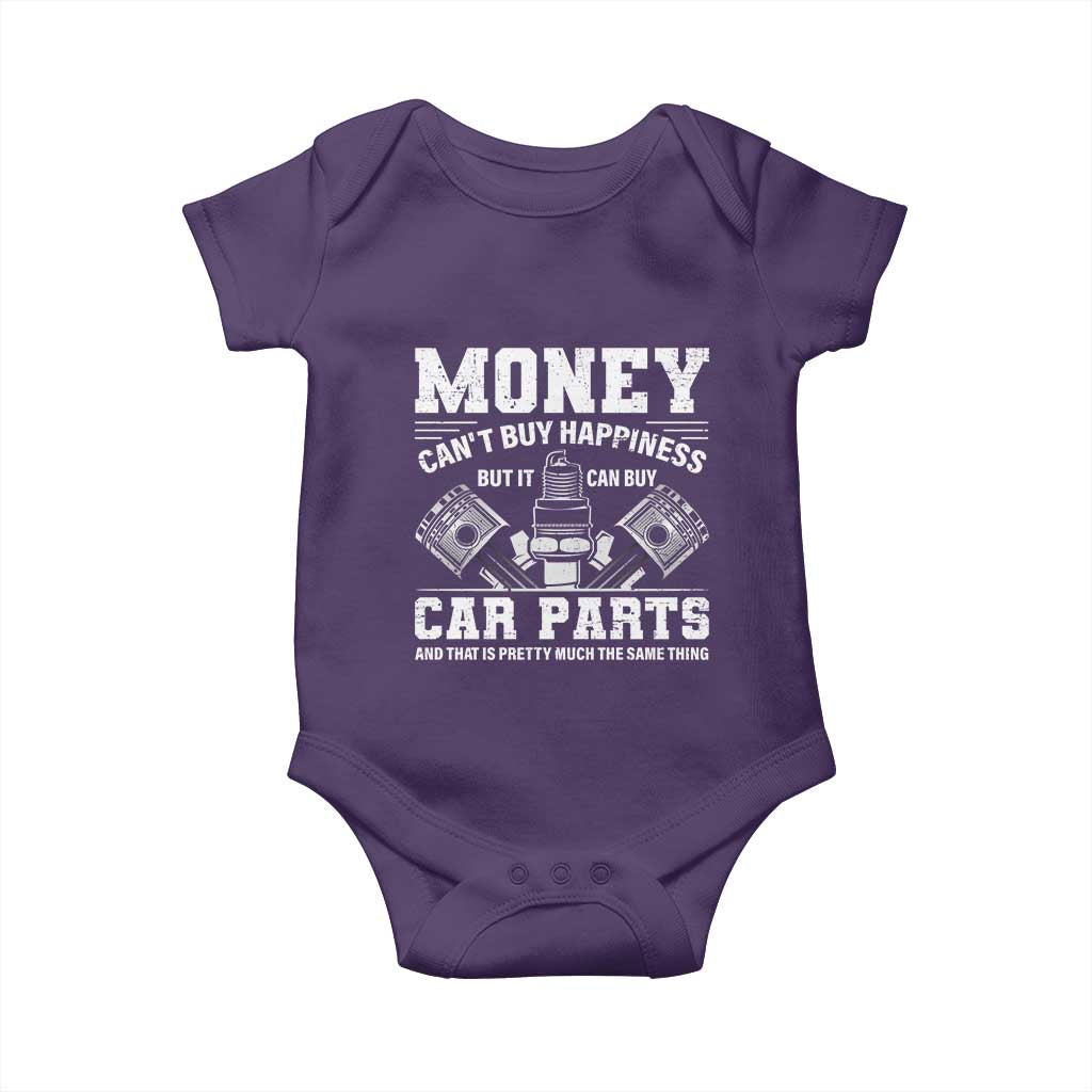 Funny Car Mechanic Gag Baby Onesie Money Cant Buy Happiness But It Can Buy Car Parts TS11 Purple Print Your Wear