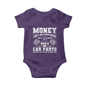 Funny Car Mechanic Gag Baby Onesie Money Cant Buy Happiness But It Can Buy Car Parts TS11 Purple Print Your Wear