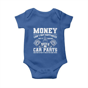 Funny Car Mechanic Gag Baby Onesie Money Cant Buy Happiness But It Can Buy Car Parts TS11 Royal Blue Print Your Wear