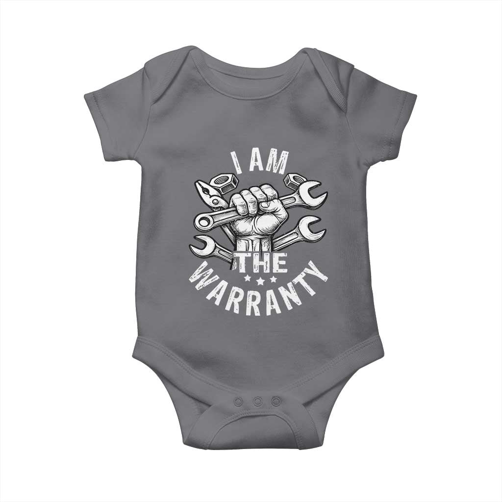 Funny I Am The Warranty Mechanic Baby Onesie Race Car Parts TS11 Charcoal Print Your Wear