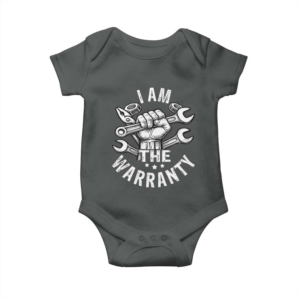 Funny I Am The Warranty Mechanic Baby Onesie Race Car Parts TS11 Dark Heather Print Your Wear