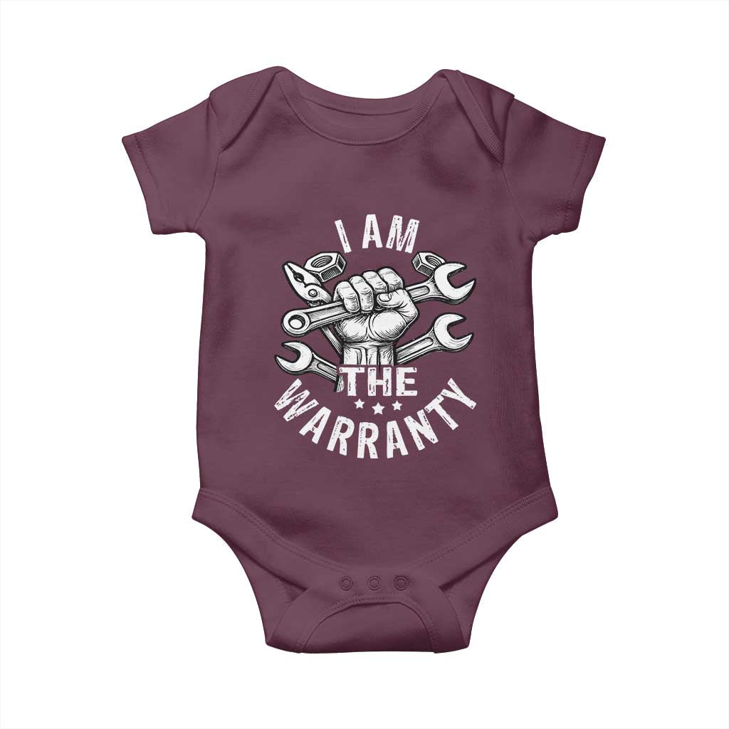 Funny I Am The Warranty Mechanic Baby Onesie Race Car Parts TS11 Maroon Print Your Wear