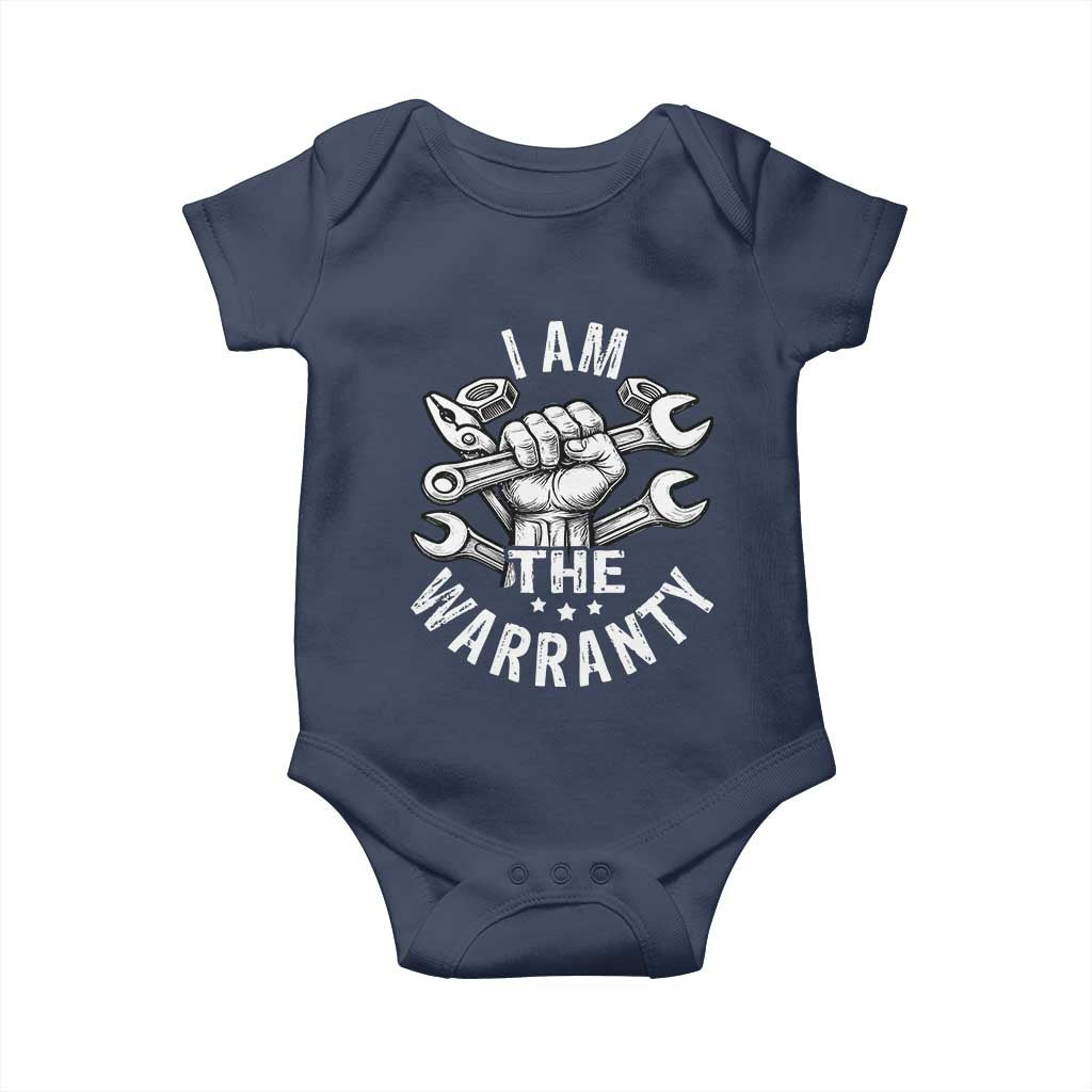 Funny I Am The Warranty Mechanic Baby Onesie Race Car Parts TS11 Navy Print Your Wear
