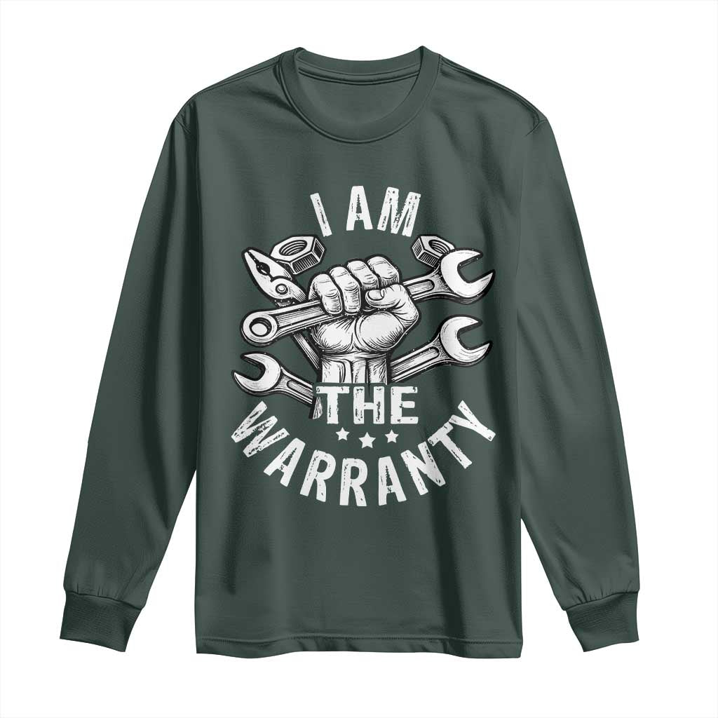 Funny I Am The Warranty Mechanic Long Sleeve Shirt Race Car Parts TS11 Dark Forest Green Print Your Wear