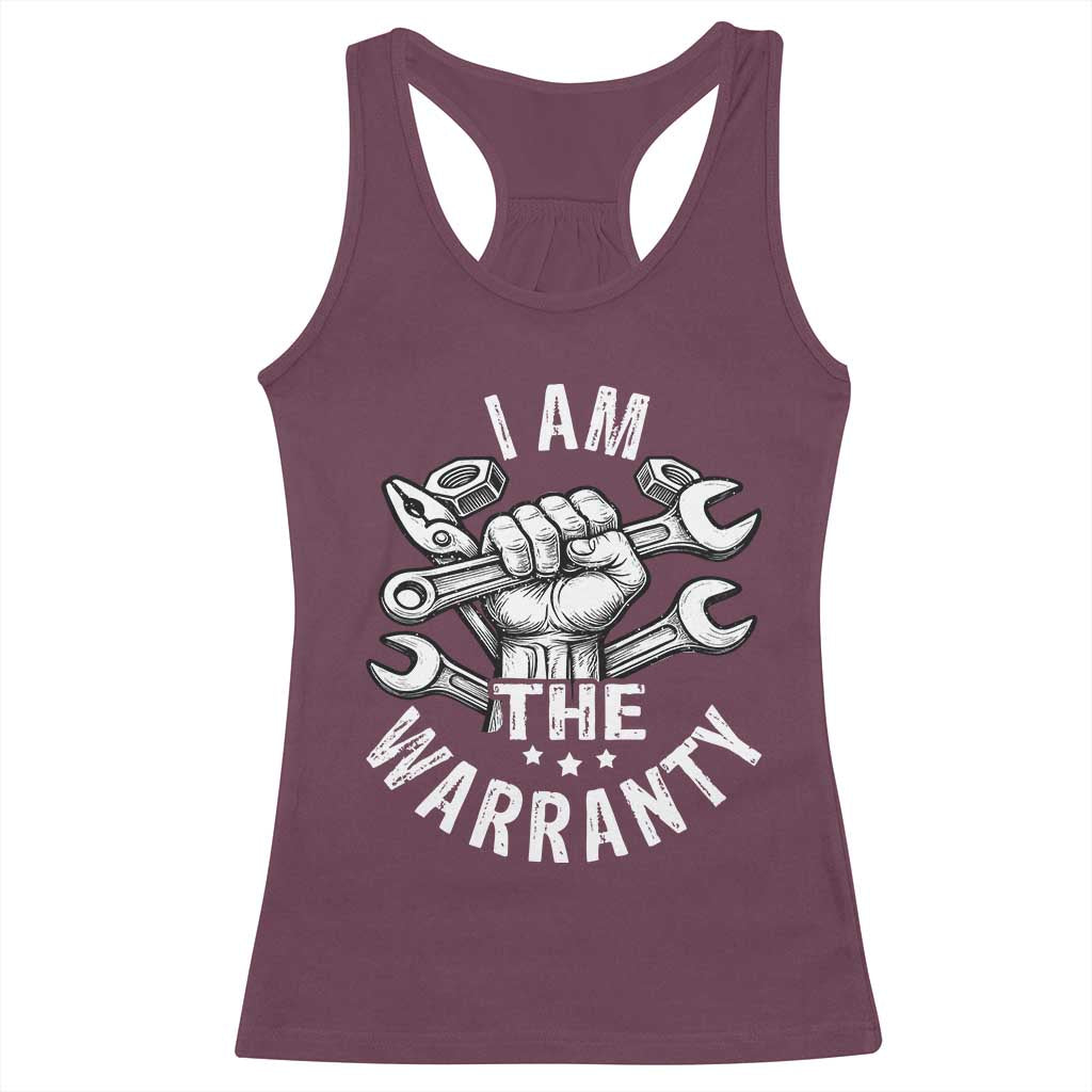 Funny I Am The Warranty Mechanic Racerback Tank Top Race Car Parts TS11 Maroon Print Your Wear