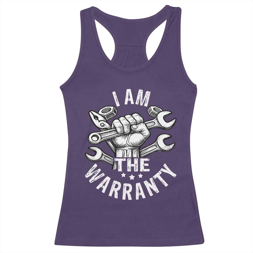 Funny I Am The Warranty Mechanic Racerback Tank Top Race Car Parts TS11 Purple Print Your Wear