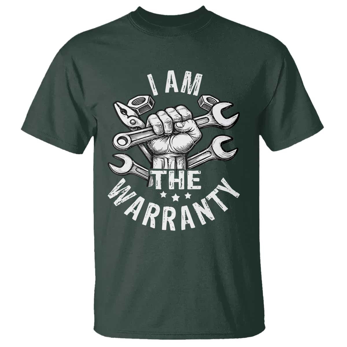 Funny I Am The Warranty Mechanic T Shirt Race Car Parts TS11 Dark Forest Green Print Your Wear
