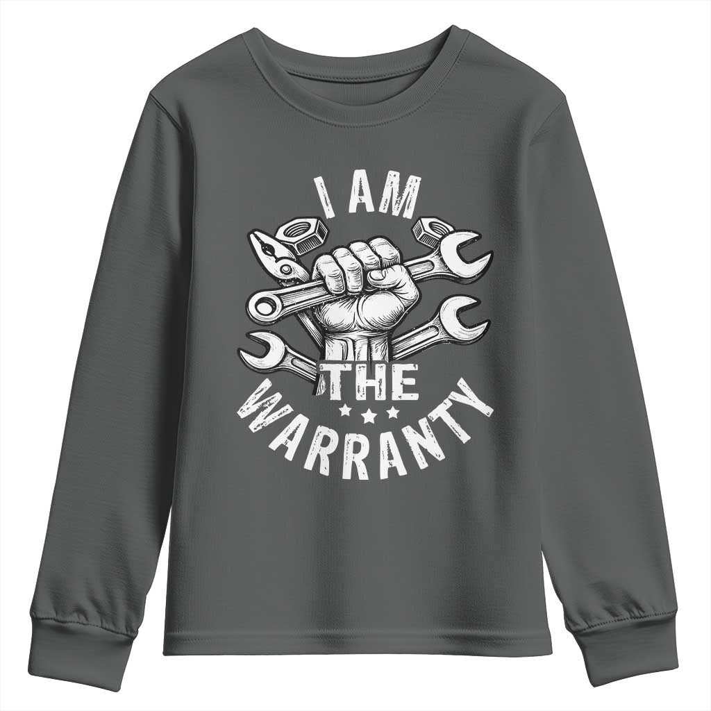 Funny I Am The Warranty Mechanic Youth Sweatshirt Race Car Parts TS11 Dark Heather Print Your Wear