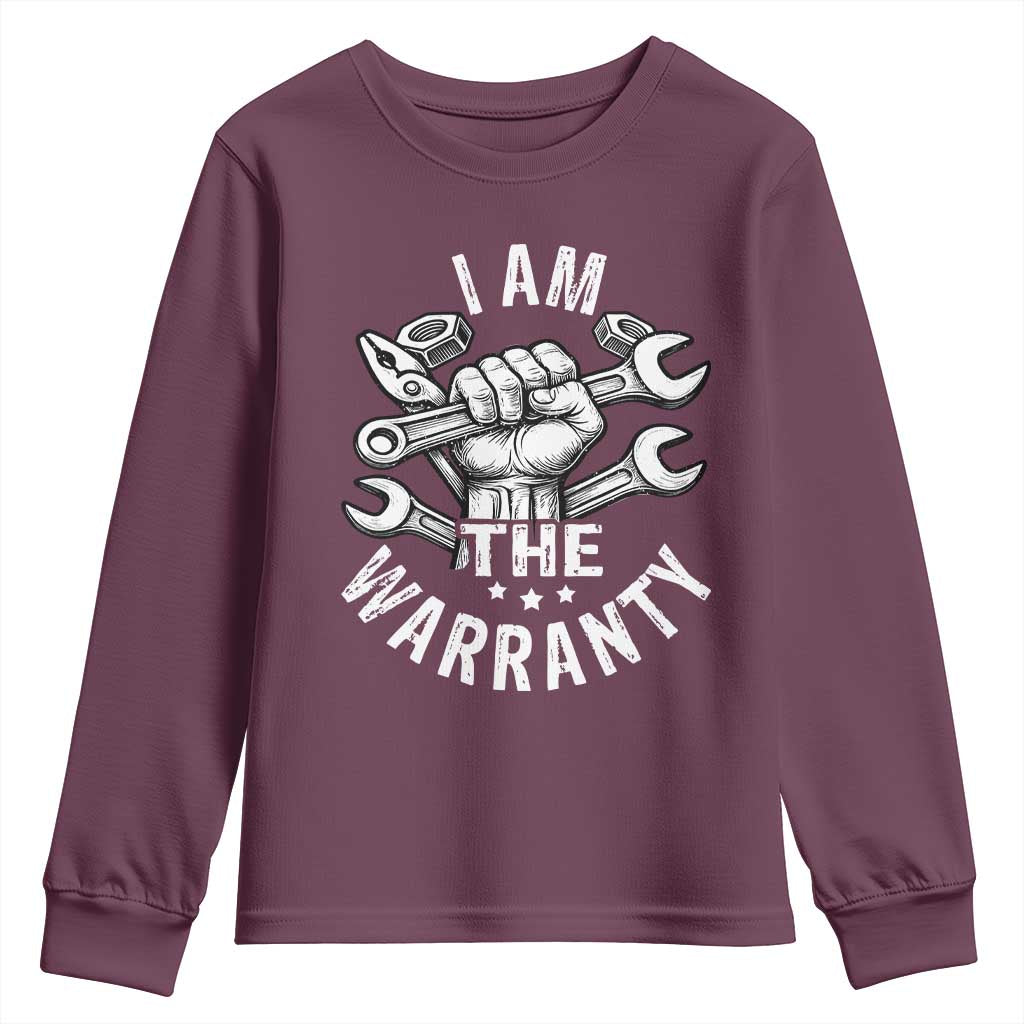 Funny I Am The Warranty Mechanic Youth Sweatshirt Race Car Parts TS11 Maroon Print Your Wear
