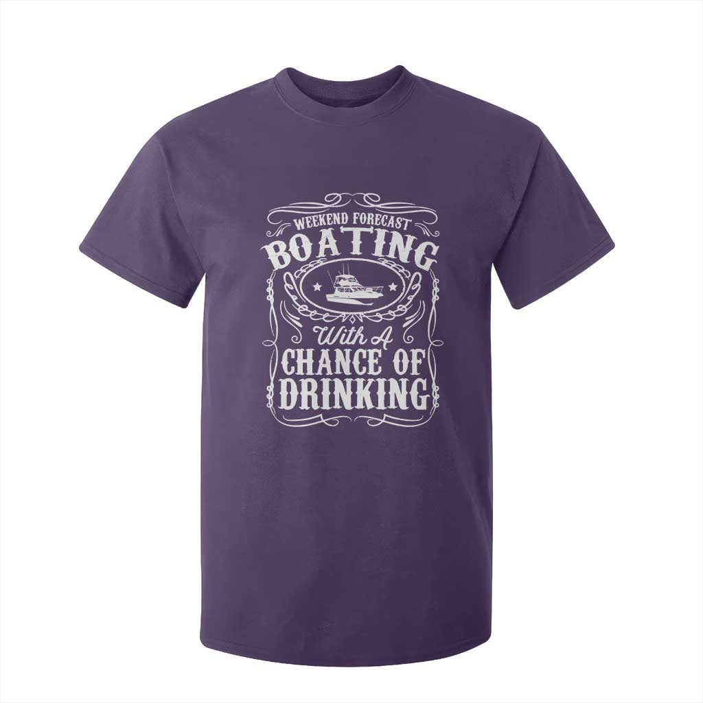 Funny Weekend Forecast Boating With A Chance Of Drinking T Shirt For Kid Pontoon Boat Captain TS11 Purple Print Your Wear