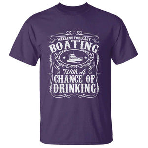 Funny Weekend Forecast Boating With A Chance Of Drinking T Shirt Pontoon Boat Captain TS11 Purple Print Your Wear