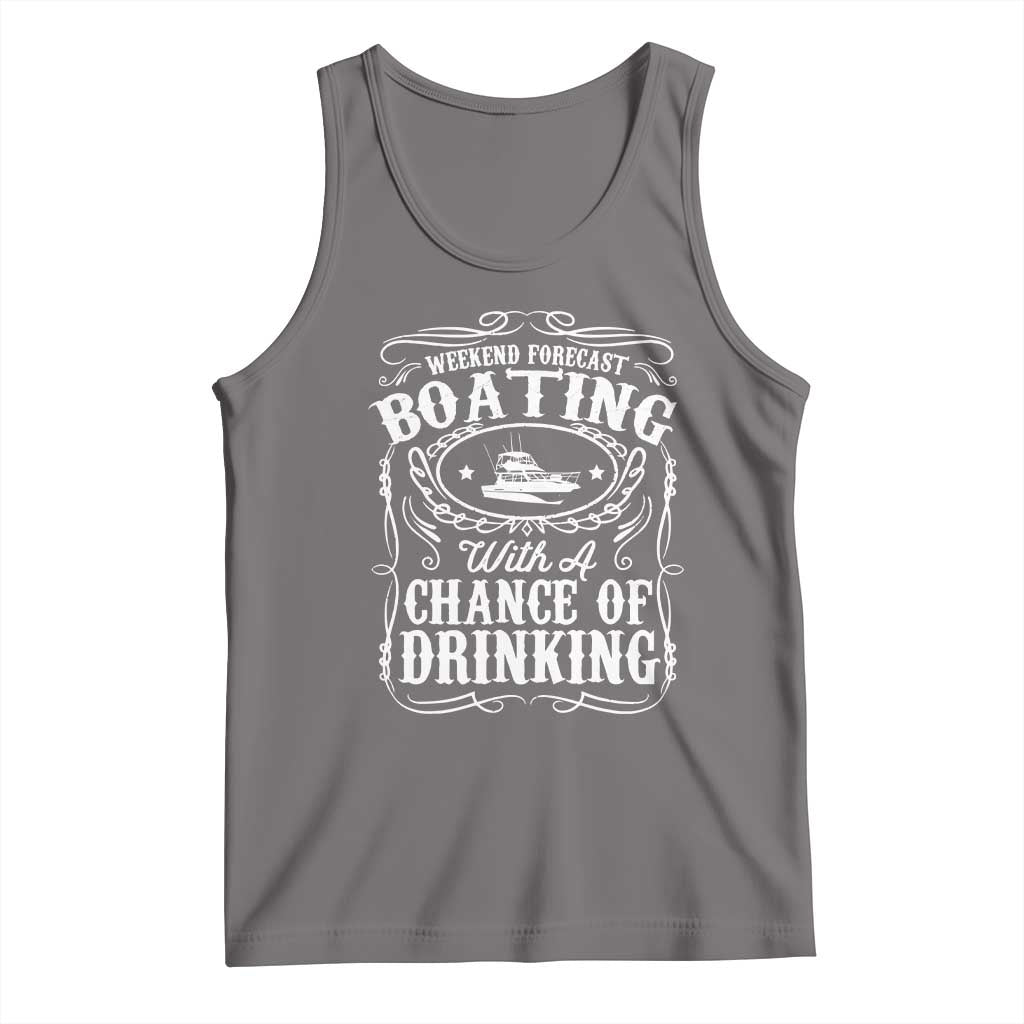 Funny Weekend Forecast Boating With A Chance Of Drinking Tank Top Pontoon Boat Captain TS11 Deep Heather Print Your Wear