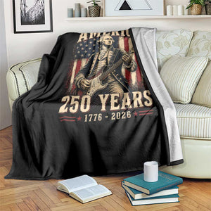 George Washington Playing Guitar 4th July US 250th Anniversary Throw Blanket