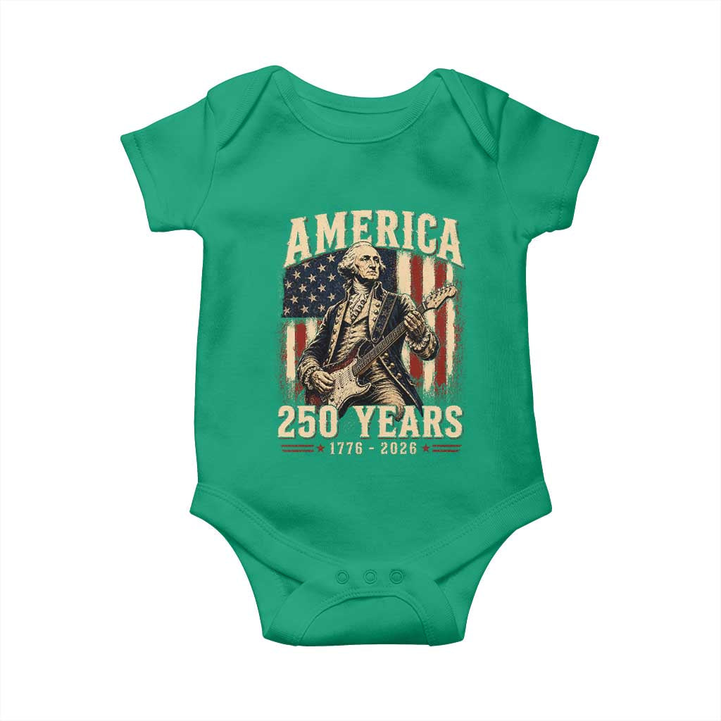 George Washington Playing Guitar 4th July US 250th Anniversary Baby Onesie