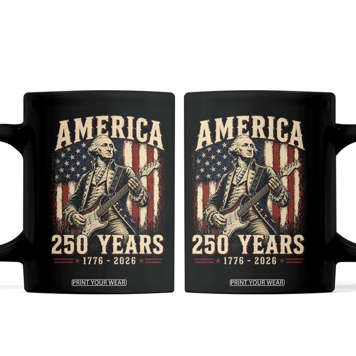 George Washington Playing Guitar 4th July US 250th Anniversary Coffee Mug