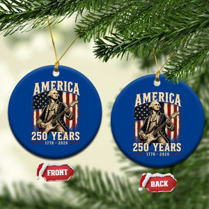 George Washington Playing Guitar 4th July US 250th Anniversary Ceramic Ornament