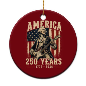 George Washington Playing Guitar 4th July US 250th Anniversary Ceramic Ornament