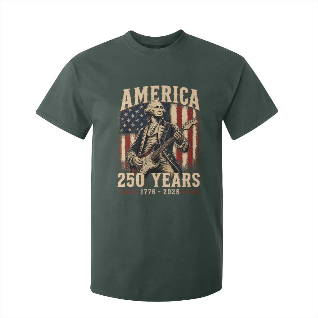 George Washington Playing Guitar 4th July US 250th Anniversary T Shirt For Kid