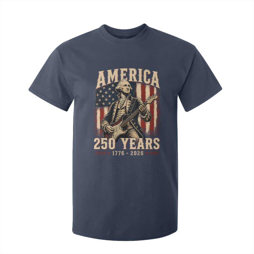 George Washington Playing Guitar 4th July US 250th Anniversary T Shirt For Kid
