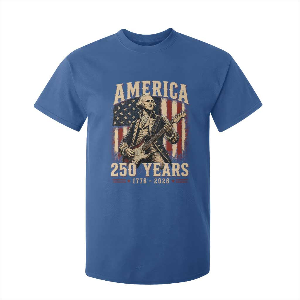 George Washington Playing Guitar 4th July US 250th Anniversary T Shirt For Kid