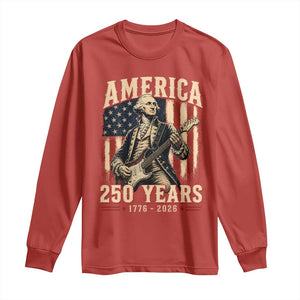 George Washington Playing Guitar 4th July US 250th Anniversary Long Sleeve Shirt