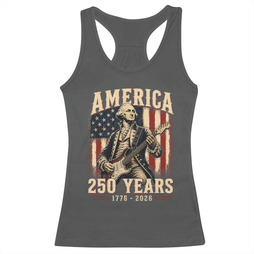 George Washington Playing Guitar 4th July US 250th Anniversary Racerback Tank Top