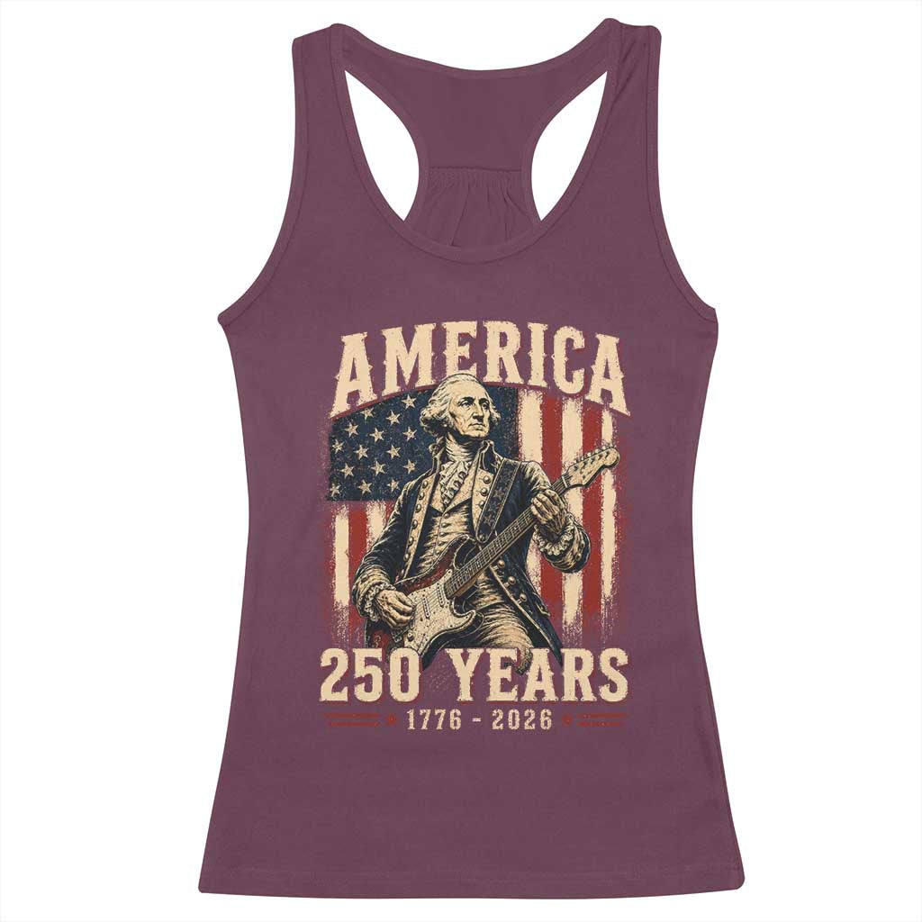 George Washington Playing Guitar 4th July US 250th Anniversary Racerback Tank Top