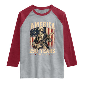 George Washington Playing Guitar 4th July US 250th Anniversary Raglan Shirt