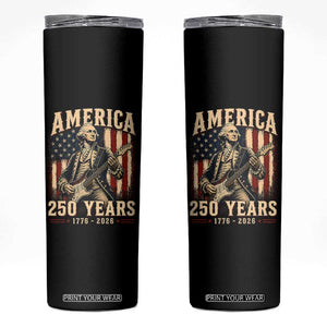 George Washington Playing Guitar 4th July US 250th Anniversary Skinny Tumbler