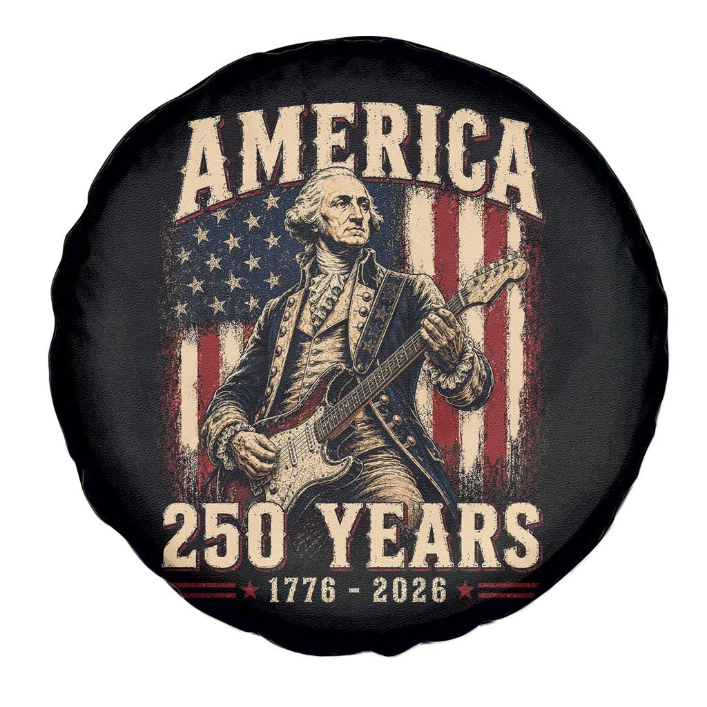 George Washington Playing Guitar 4th July US 250th Anniversary Spare Tire Cover