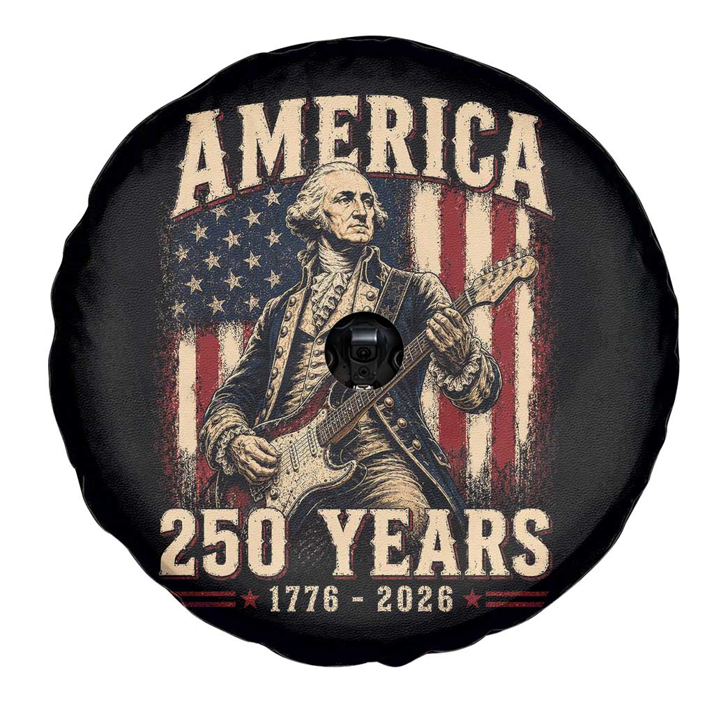 George Washington Playing Guitar 4th July US 250th Anniversary Spare Tire Cover