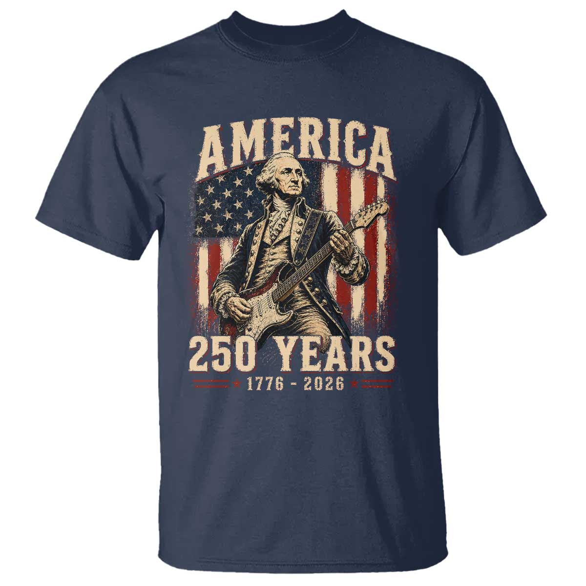 George Washington Playing Guitar 4th July US 250th Anniversary T Shirt