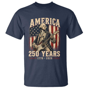 George Washington Playing Guitar 4th July US 250th Anniversary T Shirt