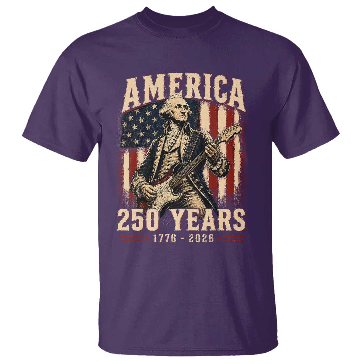 George Washington Playing Guitar 4th July US 250th Anniversary T Shirt