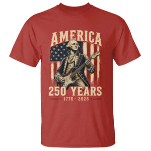 George Washington Playing Guitar 4th July US 250th Anniversary T Shirt