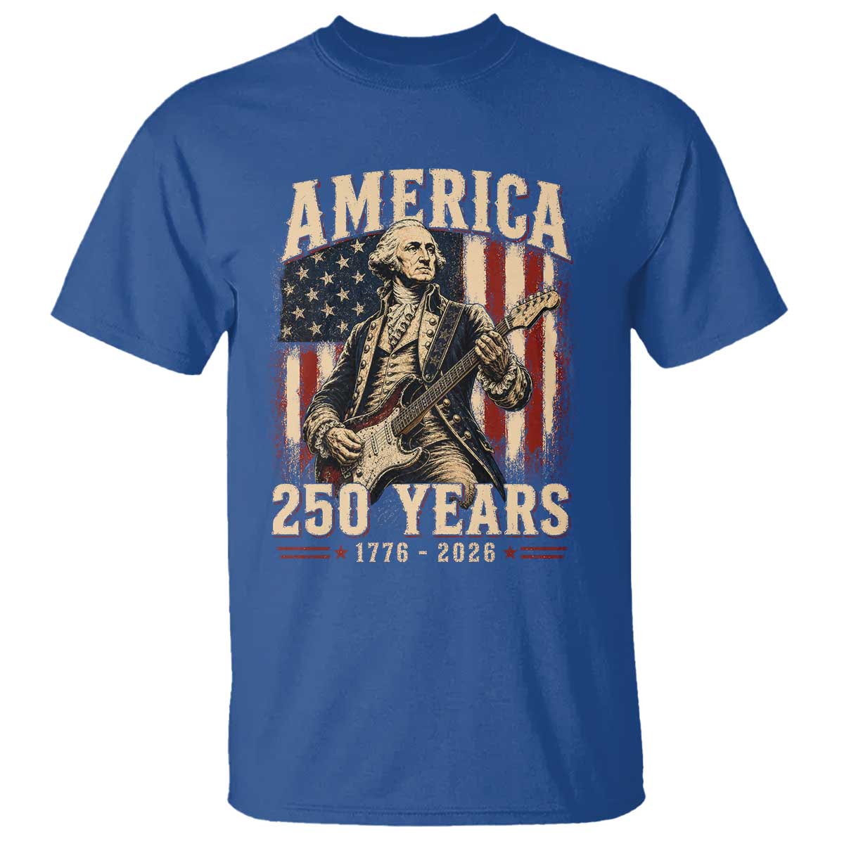 George Washington Playing Guitar 4th July US 250th Anniversary T Shirt