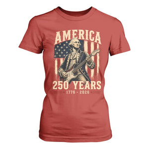 George Washington Playing Guitar 4th July US 250th Anniversary T Shirt For Women