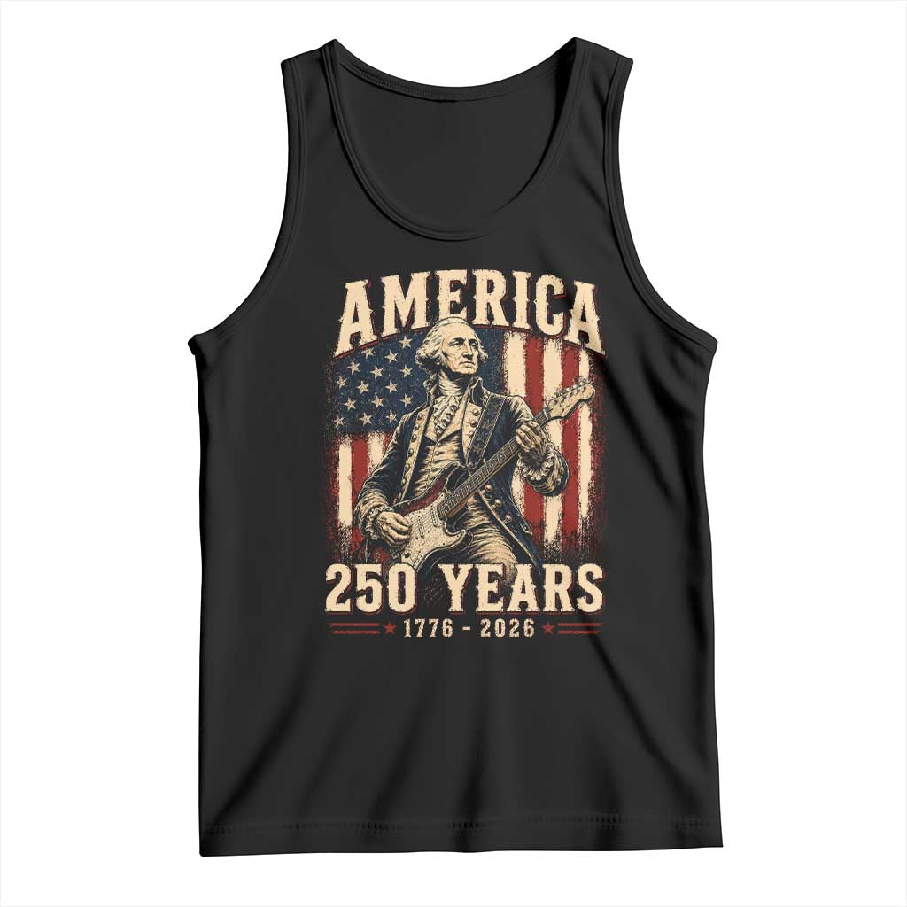 George Washington Playing Guitar 4th July US 250th Anniversary Tank Top