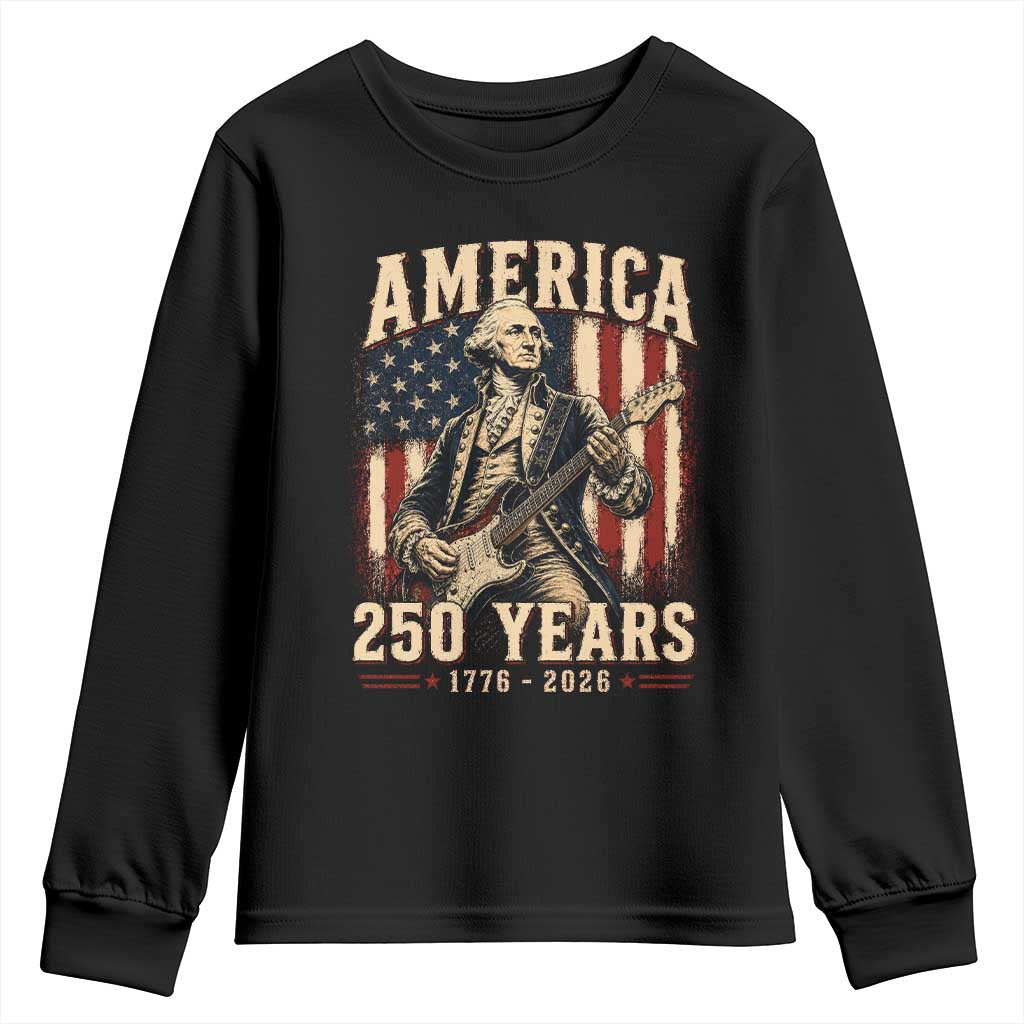 George Washington Playing Guitar 4th July US 250th Anniversary Youth Sweatshirt