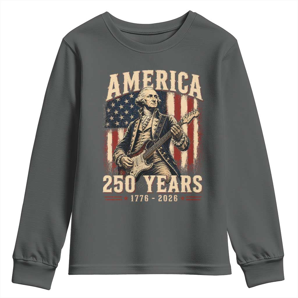George Washington Playing Guitar 4th July US 250th Anniversary Youth Sweatshirt