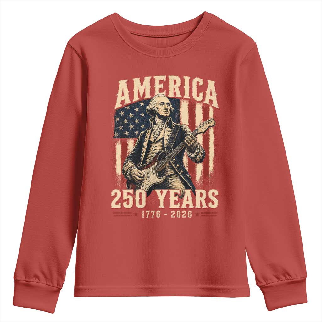 George Washington Playing Guitar 4th July US 250th Anniversary Youth Sweatshirt