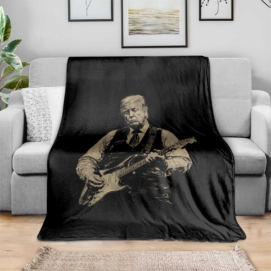 US Nation's Leader Playing Electic Rock Guitar Retro Vintage Throw Blanket