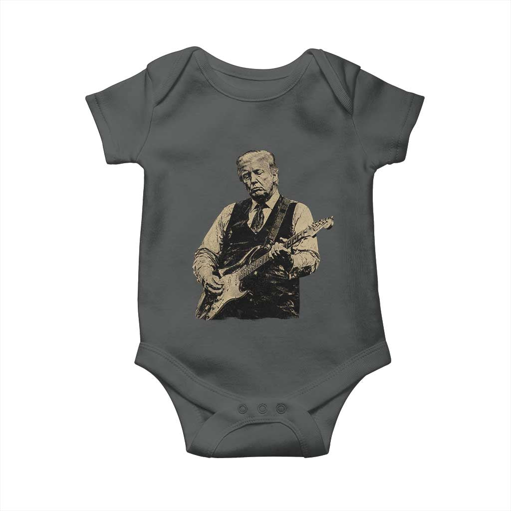US Nation's Leader Playing Electic Rock Guitar Retro Vintage Baby Onesie